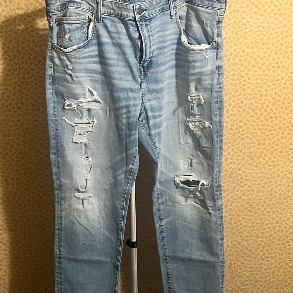 American Eagle Airflex Men's Light Blue Distressed Jeans